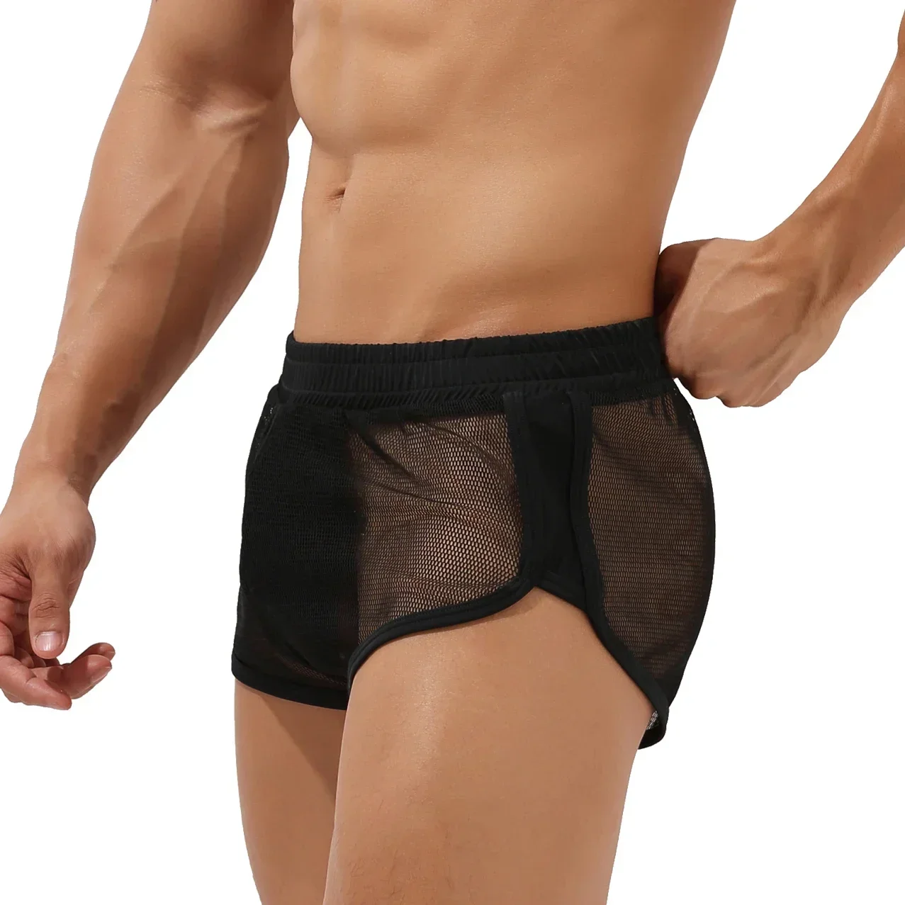 

Summer Mens Casual Shorts Mesh Sheer Swimming Trunks Breathable Ultra-thin Beachwear Loose Lounge Homewear Male Pajama Shorts