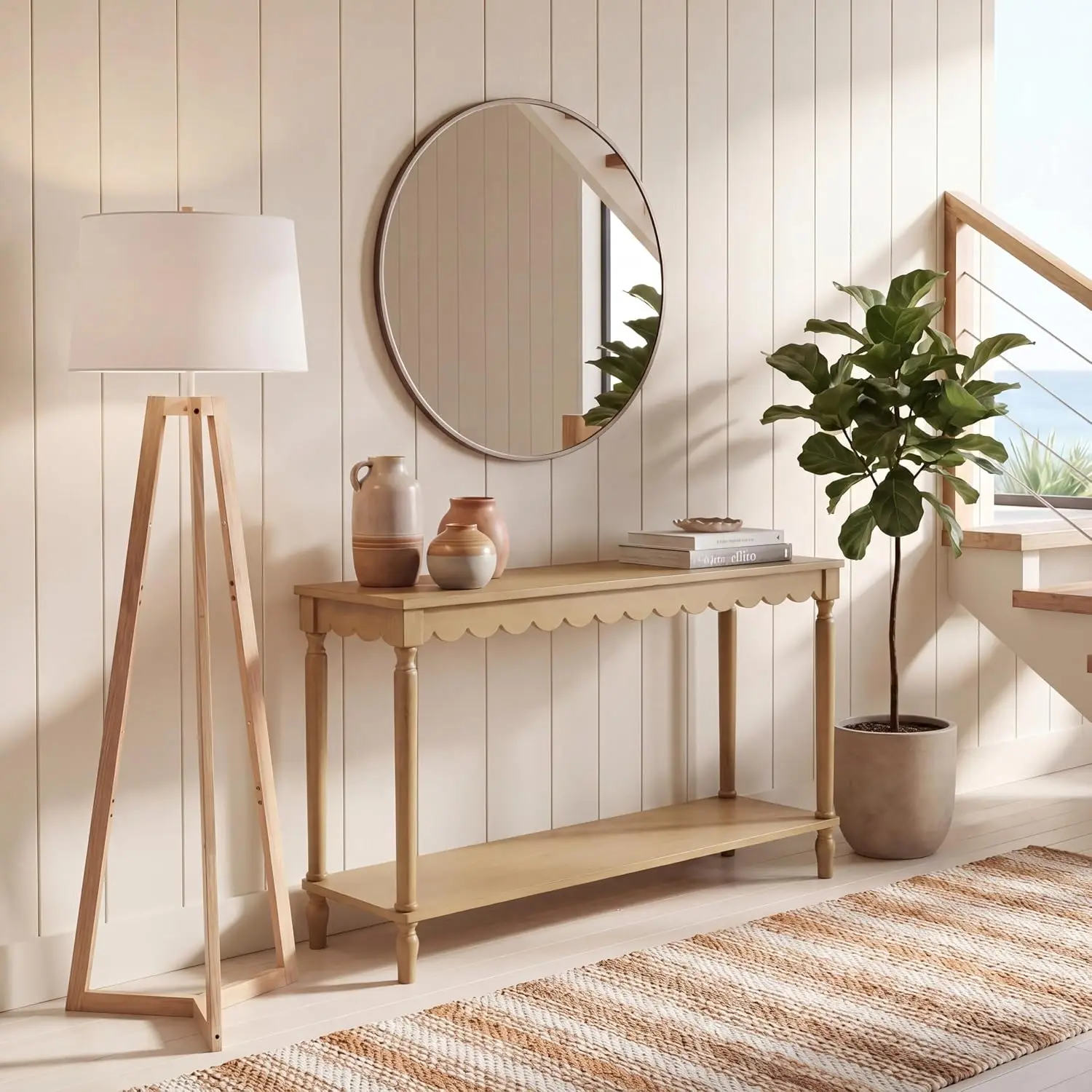 Country Farmhouse Desert Brown Console Table For Entryway Living Room Foyer, Customized