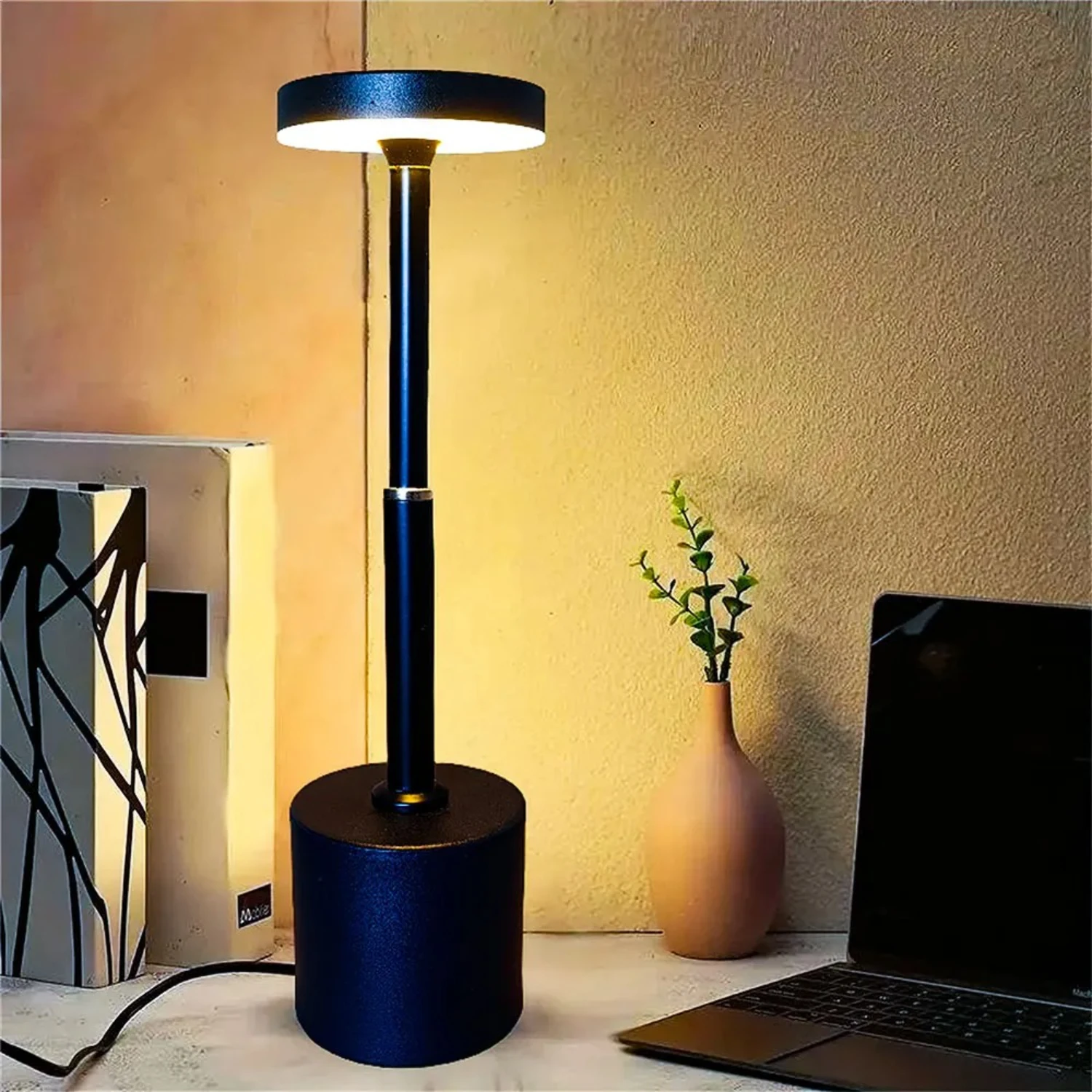 New Stylish and Elegant Metallic Retro Style Rechargeable LED Touch Table Lamp Perfect for Eye Protection and Bedside Use. Nordi