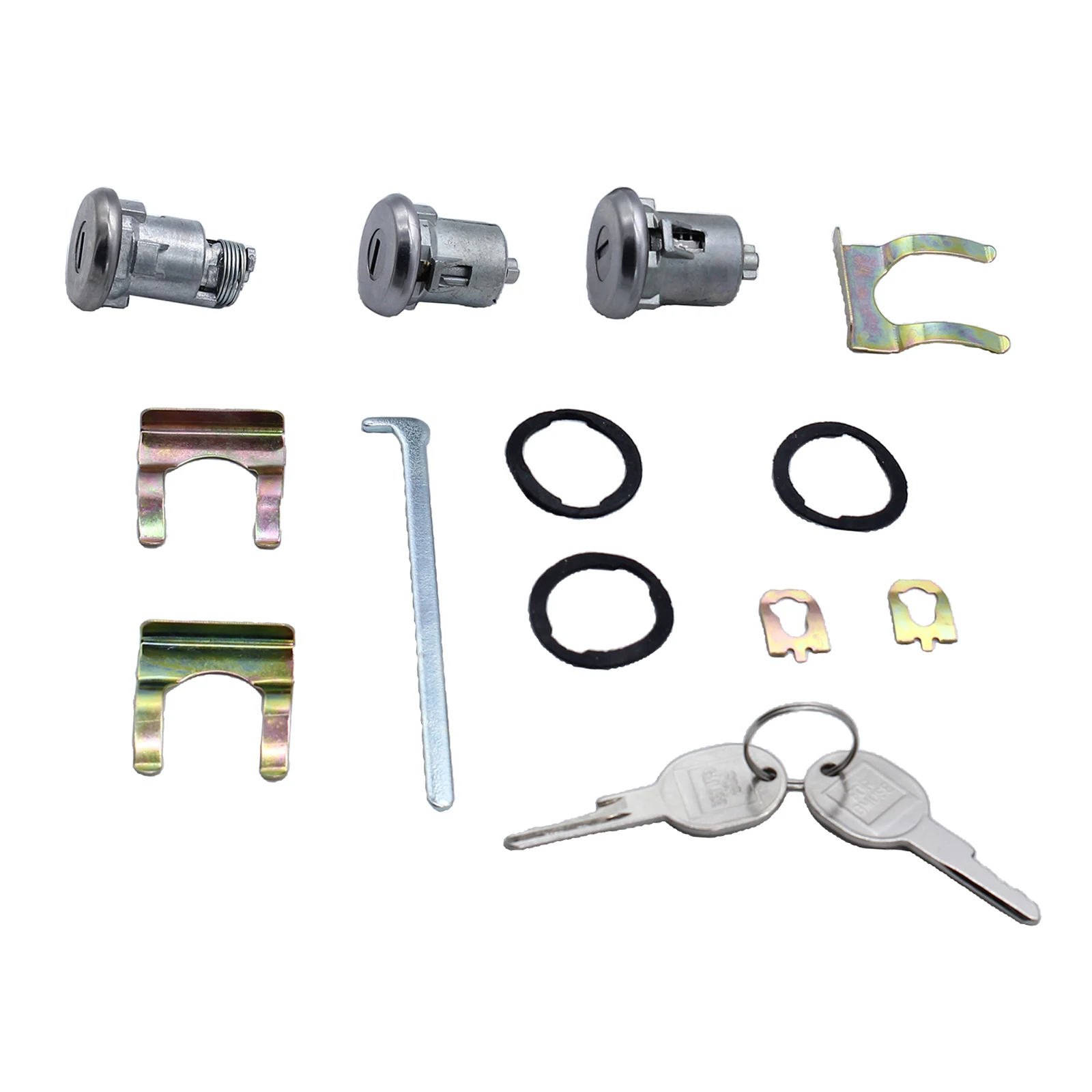 Lock Cylinder Key Set for Car Vehicle Doors Trunk with Metal Rubber Material Removal Tool Kit