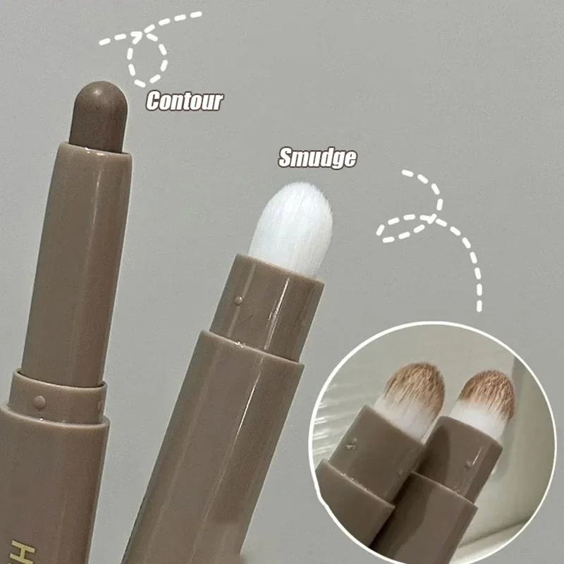 Dubbele Kop Contour Stick Bronzer Met Borstel Gezicht Neus Schaduw Crème Contour Pen Waterdichte Duurzame Contouren Make-Up Cosmetica