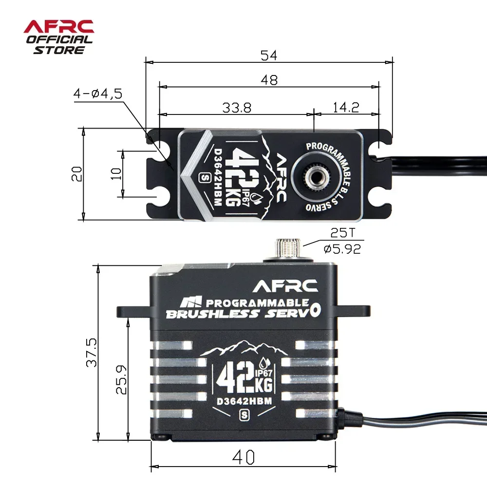 AFRC 42kg HV IP67 Programmeerbare Borstelloze Servo voor TRXXXAS HORIZON HSP RC Auto Boot Robot etc. DIY Upgrad