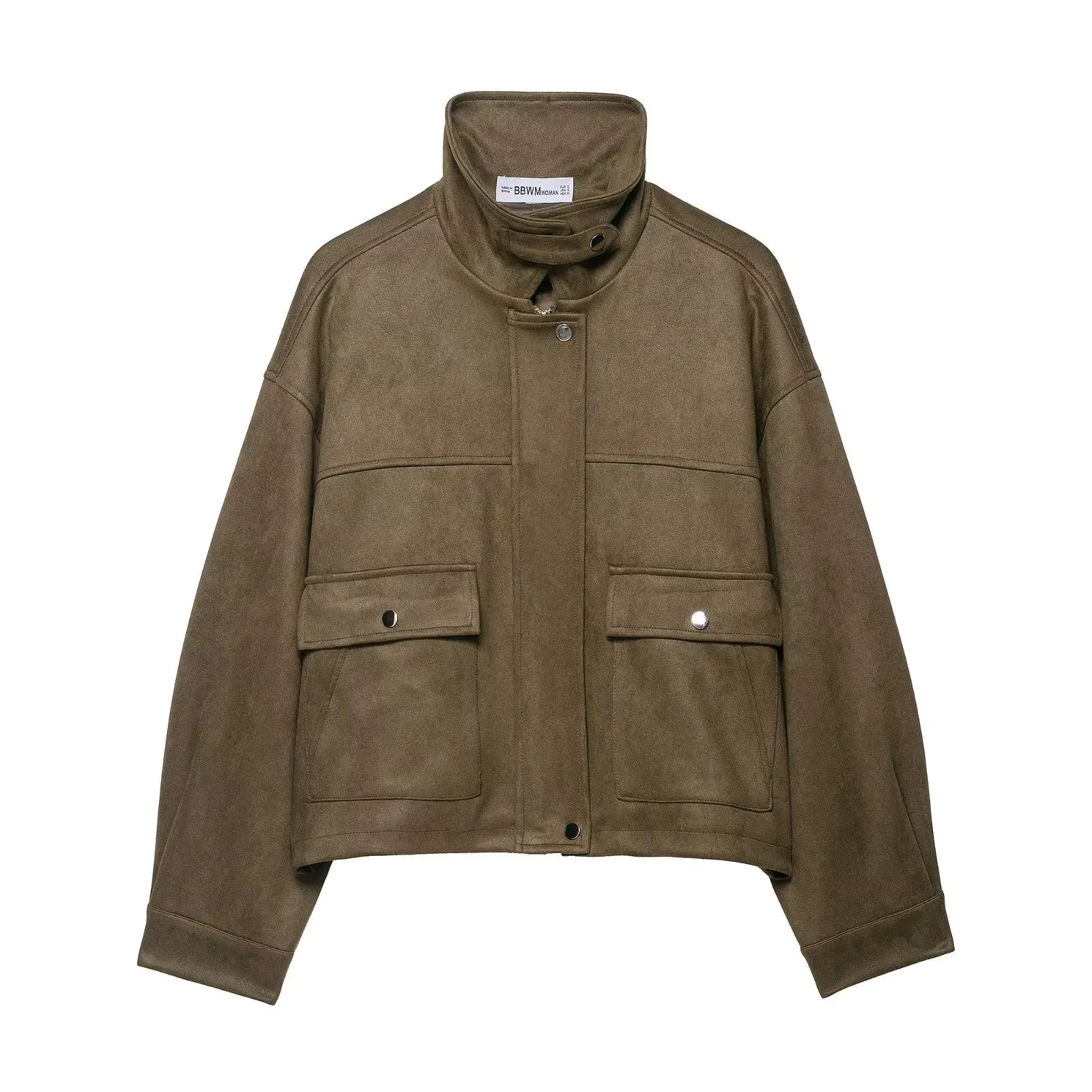 

Женская однотонная замшевая куртка-пилот с воротником-стойкой, осенняя новинка, свободный крой, европейский стиль, маленький размер