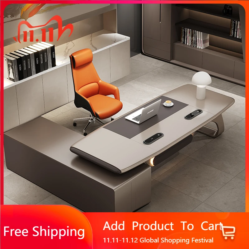 

Computer Floor Office Desk In Stock Secretary In Stock Long Office Desk European Work Bookshelf Reception Biurko Salon Furniture