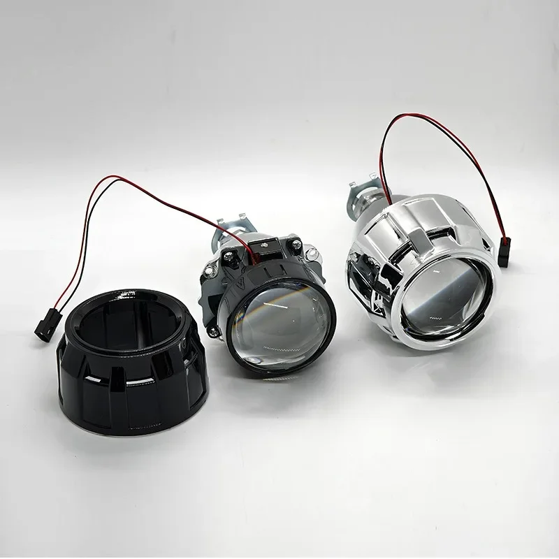 

1/2Pcs 2.5Inch Universal Projector Lens Shroud H1 Xenon HID LED Bulb H4 H7 Motorcycle Car Headlight Silver Black