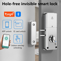 Punch-free Handle Hidden Battery Anti Theft Smart Electronic Keyless Lock Security Entry With Tuya App Home Smart Door Lock