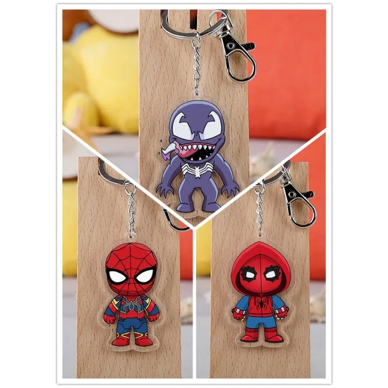 

Marvel Spider-Man Acrylic Anime Cartoon Keychain Action Figures Cute Toy Car Desk Bag Decoration Model Children Birthday Gifts