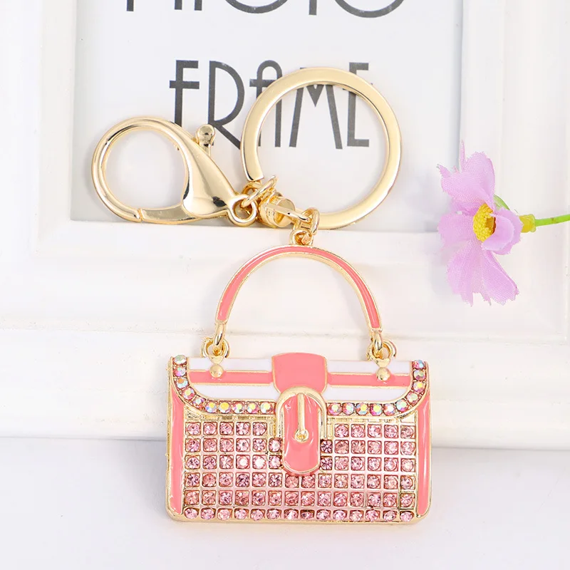 Sparkling Rhinestone Mini Handbag Enamel Keychain for Women and Girls - Perfect for Purse Bag Backpack or Car Pendant Charm Gift