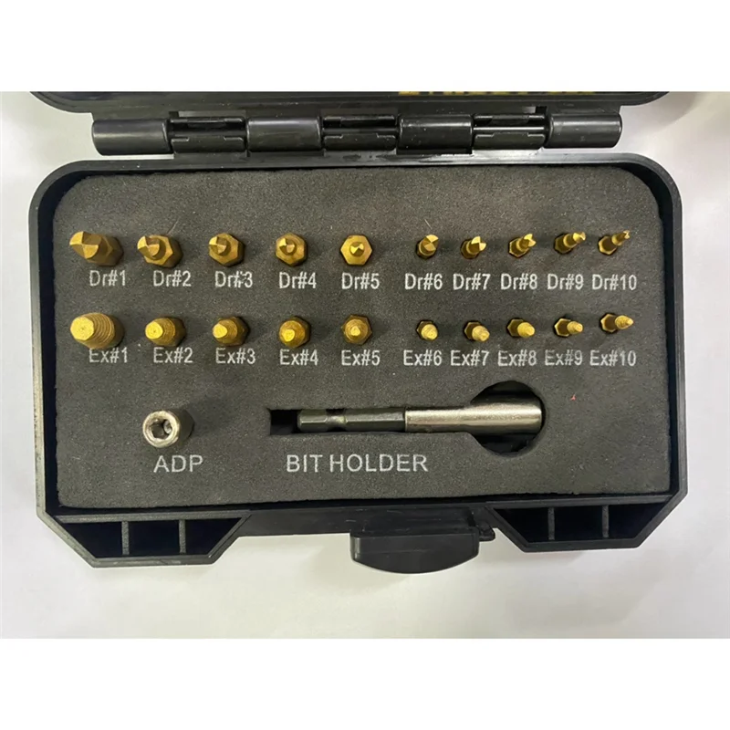 

GTBL 22Pcs Titanium Damaged Screw Extractor-Remover For Stripped Screws Nuts&Bolts Drill Bit Tools For Removal Rusty&Broken