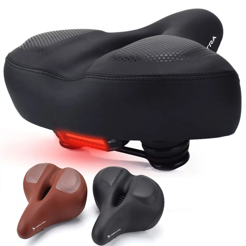

Comfort Bike Seat Wide Bicycle Saddle Replacement Memory Foam Padded Soft Bike Cushion Dual Shock Absorbing Universal Fit Bikes
