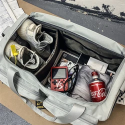 Men's Large Capacity Portable Fitness Bag Short Trip Travel Bag Casual Sports Bag Training Equipment Storage Bag Oxford Cloth