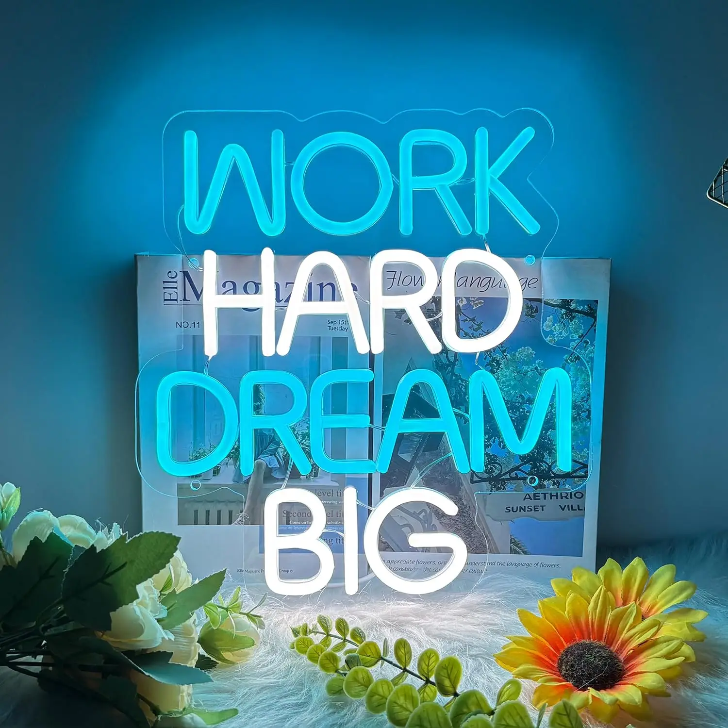Work Hard Dream Big Neon Sign Led Neon Light For Office Bedroom Game Room Man Cave Motivational Wall Art Party Celebration Gift