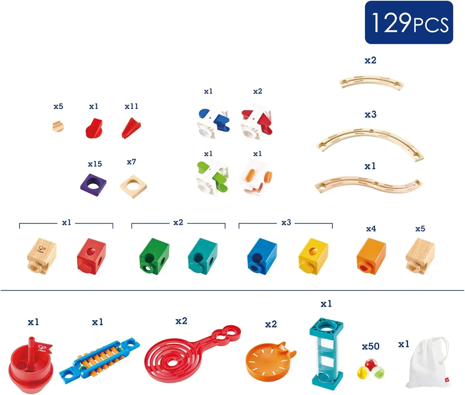 Wooden Quadrilla Super Spirals Marble Run STEM Toy for Kids 4+ Years