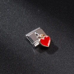 1pcs Heart Italian Charm Fit 9mm Official-website Charm Links Stainless Steel Bracelet DIY Making Jewelry