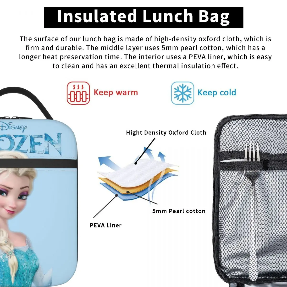 Oxford Food Box Elsa Frozen Multifunction Disney Frozen For Travel Lunch Food Box For Women Men Adults