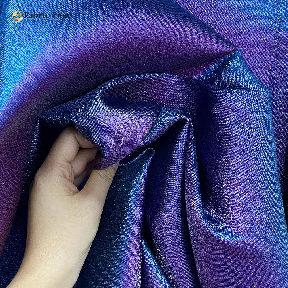 Blue purple champagne Luxury glittering composite gold thread fabric Evening dress Stage costumes Set Curtain thick Fabric view 2