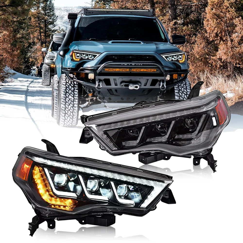

Светодиодная фара с тройным лучом для Toyota 4-RUNNER 2014-2022, белая линза, стандартная версия, сертифицированная DOT, водонепроницаемая фара Plug and Play