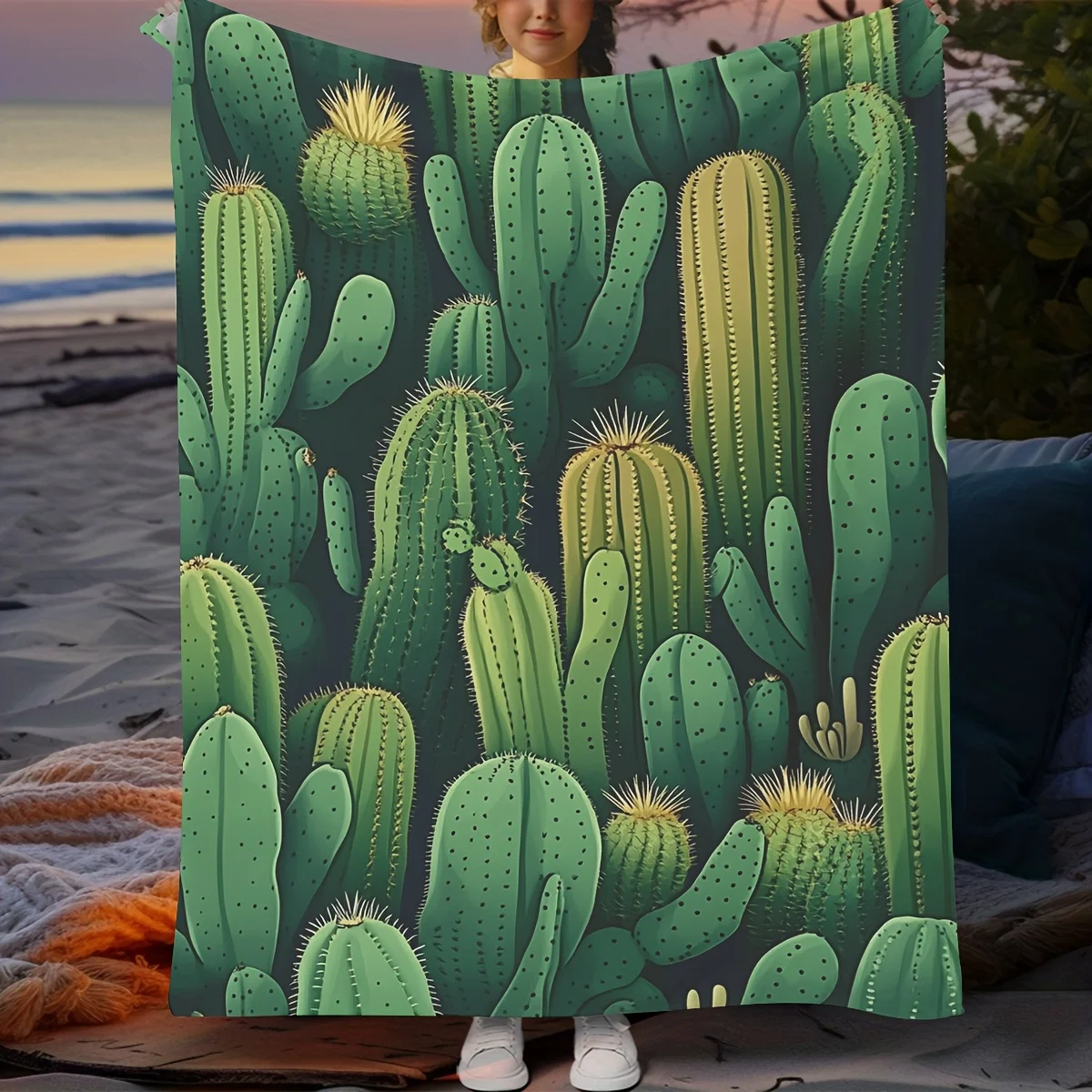 1Pc Cactus Print Fl… - image