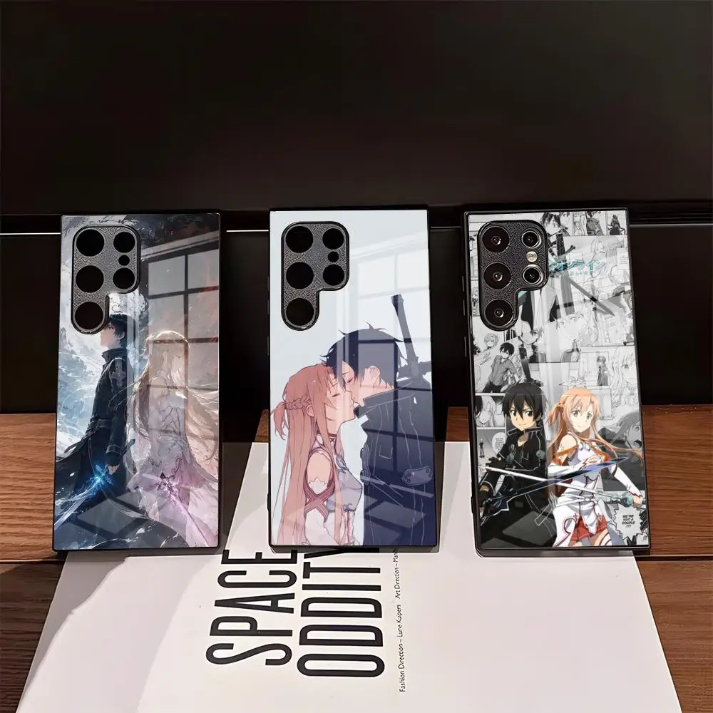 Anime A-Asuna X Kirito Phone Case For Samsung S26 Ultra S25 Edge Ultra S23 S22 S21 Ultra Plus S24 Fe A57 A37 Glass Cover