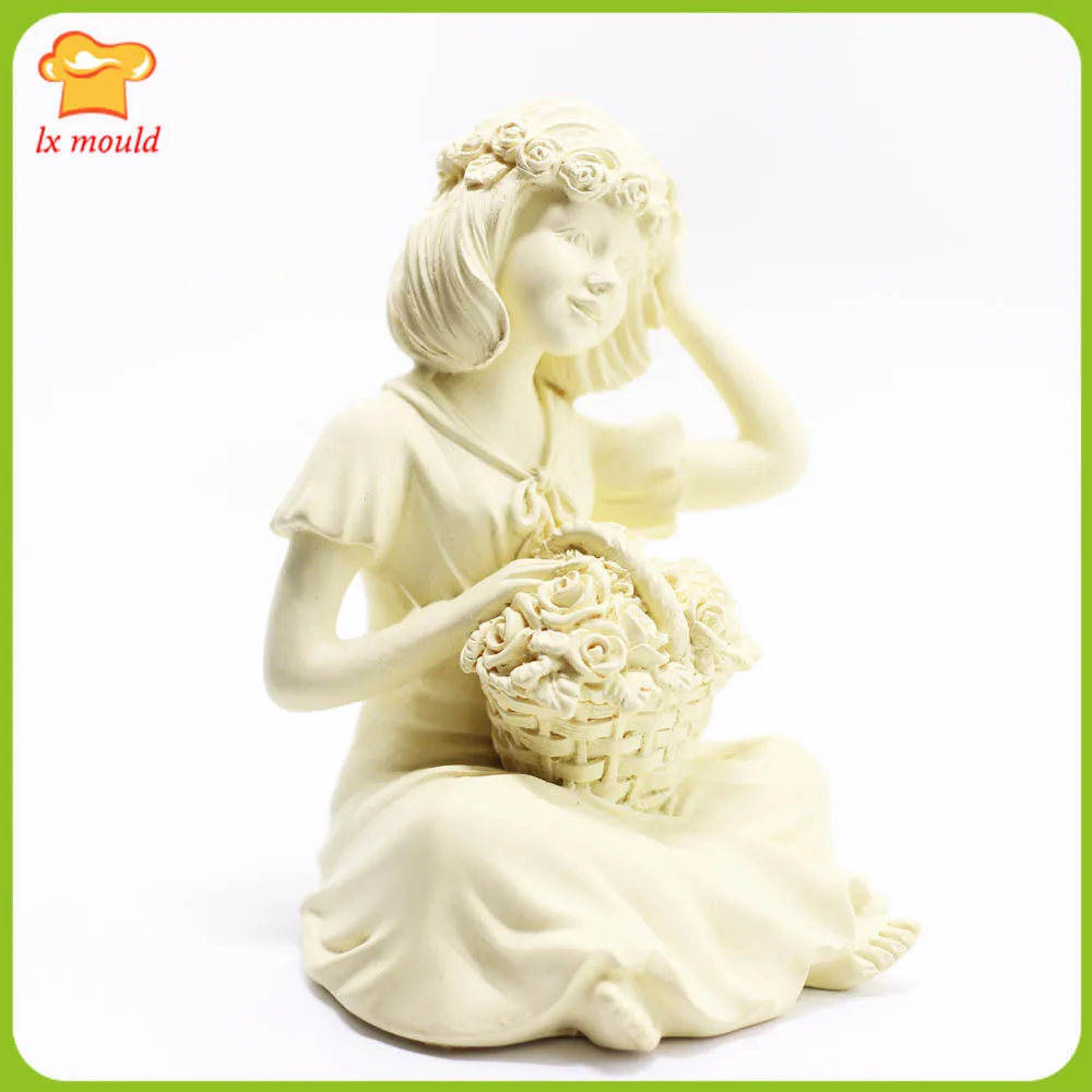 3D Flowers Basket Angel Candle Silicone Mould Flower Fairy Plaster Home Decor Clay Resin Gypsum Wax Soap Mold Girl