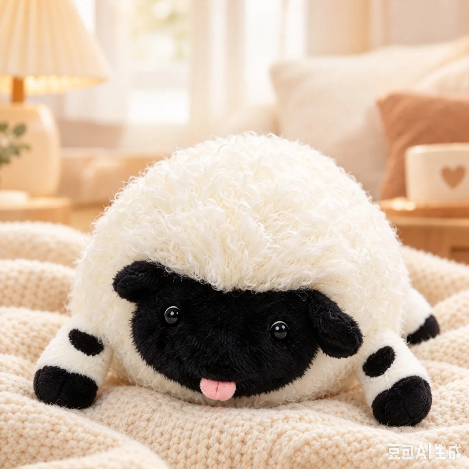 Kawaii Lying Sheep Stuffed Animal Plush Doll, Soft Hugging Pillow, Comfort Companion Toy  Christmas & Birthday Present
