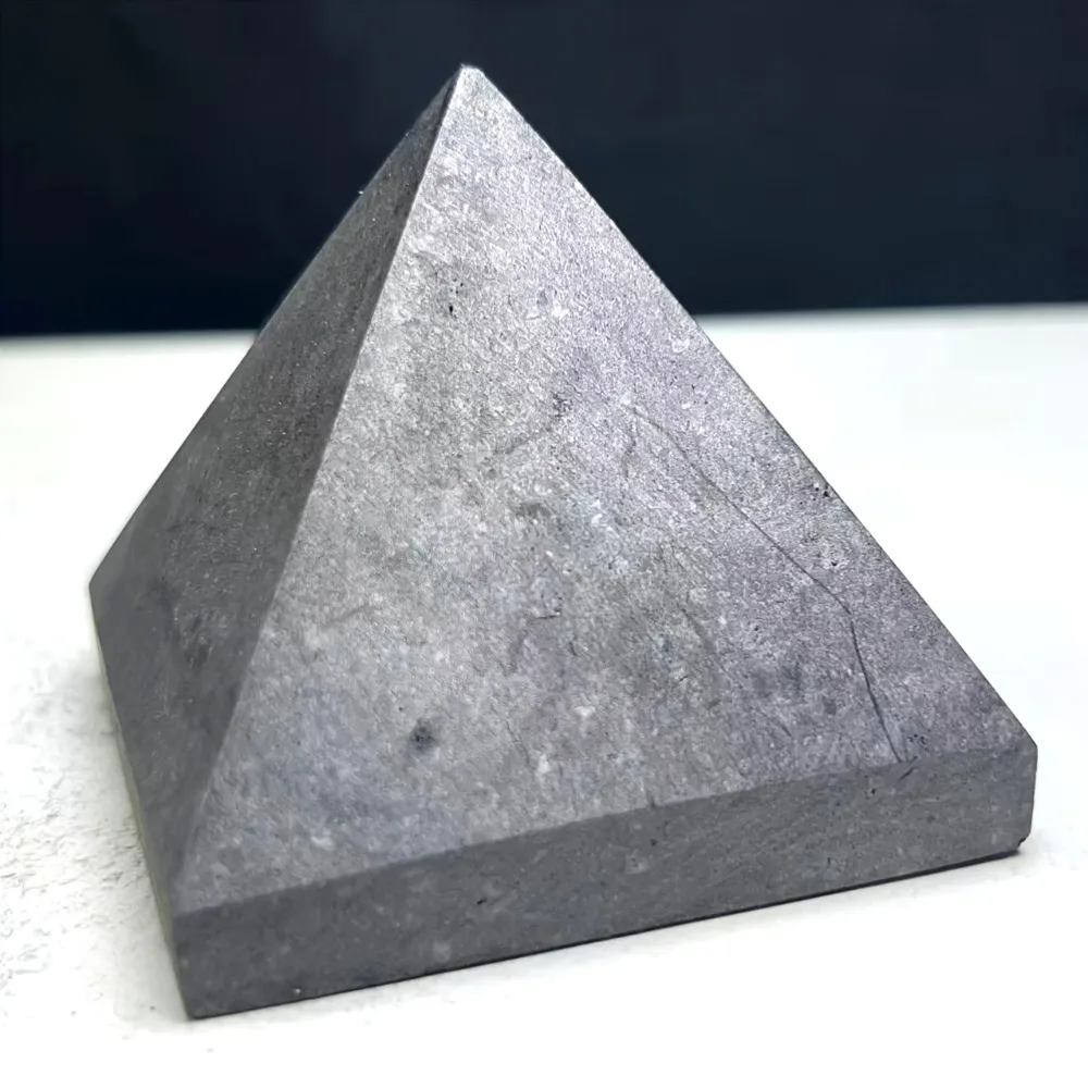 Handmade Shungite Pyramid, Natural Polished Crystal Mineral