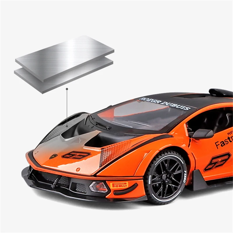 Lambos-modelo de coche deportivo de aleación SCV12 1:24, vehículo de juguete y troquelado, simulación de sonido y luz, juguetes de colección,