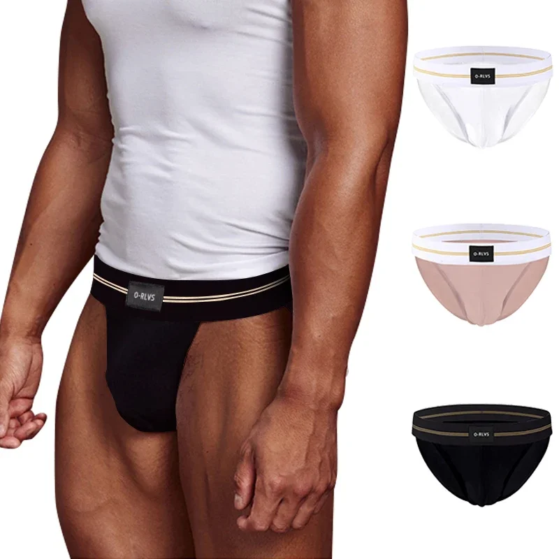 

ORLVS Briefs Male Seamless Hip Design Mens Underwaer Super Large Wide 5cm Elastic Band Independent Codpiece Boy Short Pants