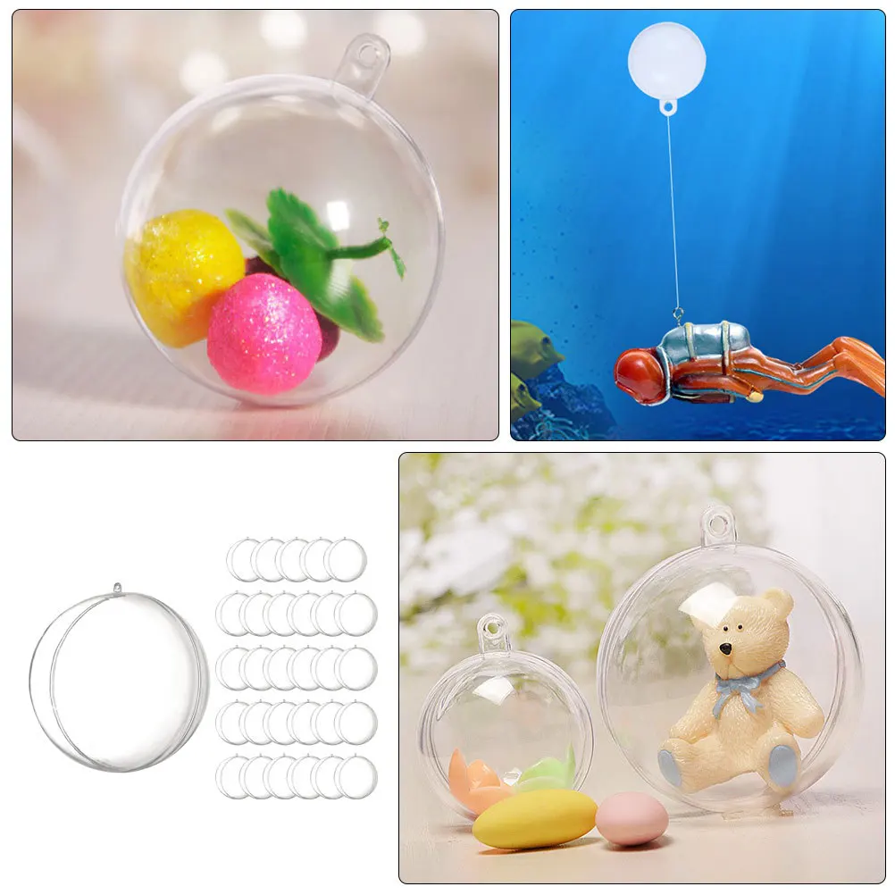 

30pcs Transparent Fillable Ball Ornaments Clear Plastic Diy Pendant For Party Decor Xmas Tree Aquarium Float Decoration Supplies