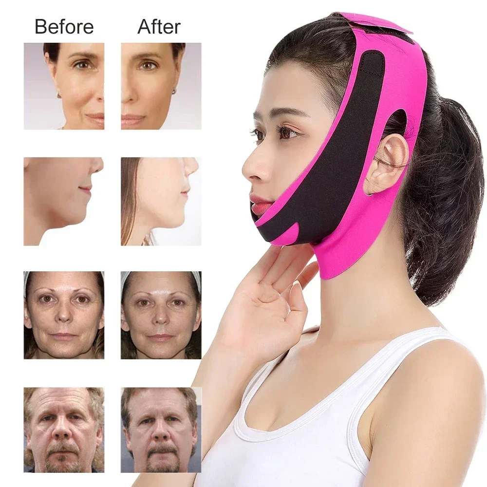 Double Chin Reducer Face Slimming Strap V Line Lifting Face-belt Chin Strap for Women and Men Tightening Skin Preventing Sagging