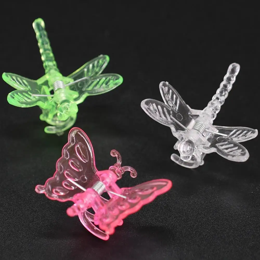 Random 20PCS Clips Reusable Plastic Dragonfly Hairclip for Bonsai Plant Support Flower Vine Ornamental Clamps Garden Tool