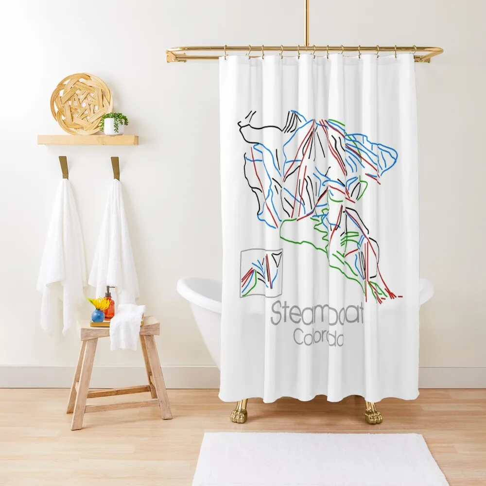 

Steamboat Colorado Tail Map Ski Snowboard Colorado| Mountain Shower Curtain Bathroom Shower Set Shower Bathroom Curtain