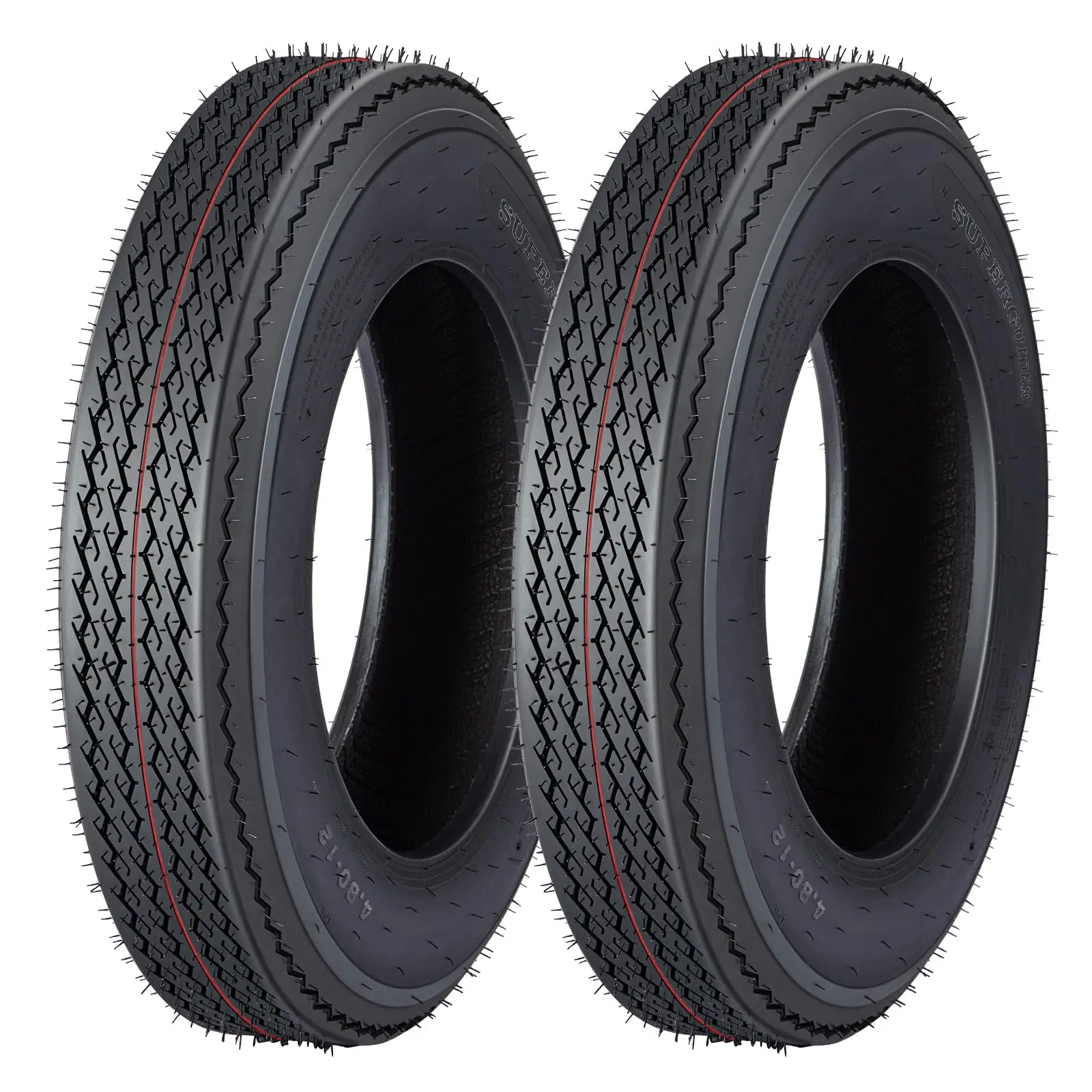 

2 Pack Heavy-Duty All-Weather Trailer Tires, 4.80-8/4.80-12, 6PR Load Range C, Fit For Utility, Boat, Camper, Cargo