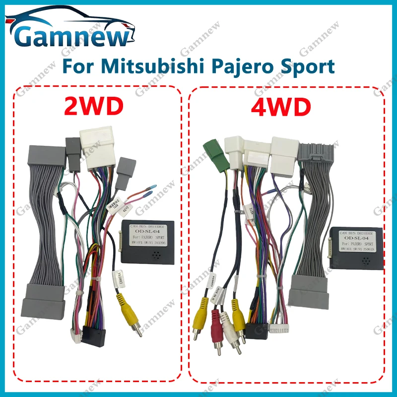 Car 16PIN Android Wire Harness Adapter Canbus Box Decoder For Mitsubishi Pajero Sport Montero Sport 2016-2022