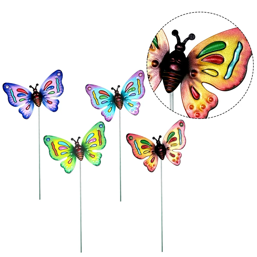 

4PCS Brand New Office Patio Butterflies Stakes Garden Plugin 38cm/15in Butterflies Stakes Home Décor Stake Decor