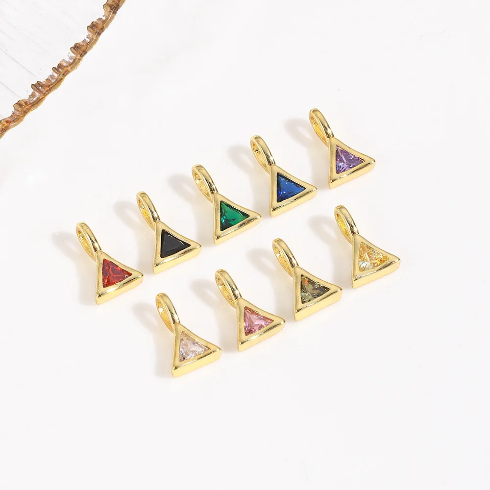 

10Pcs Small Personalized Copper Triangle Pendant Necklace Bracelet Pendant DIY Jewelry Accessories Making Materials