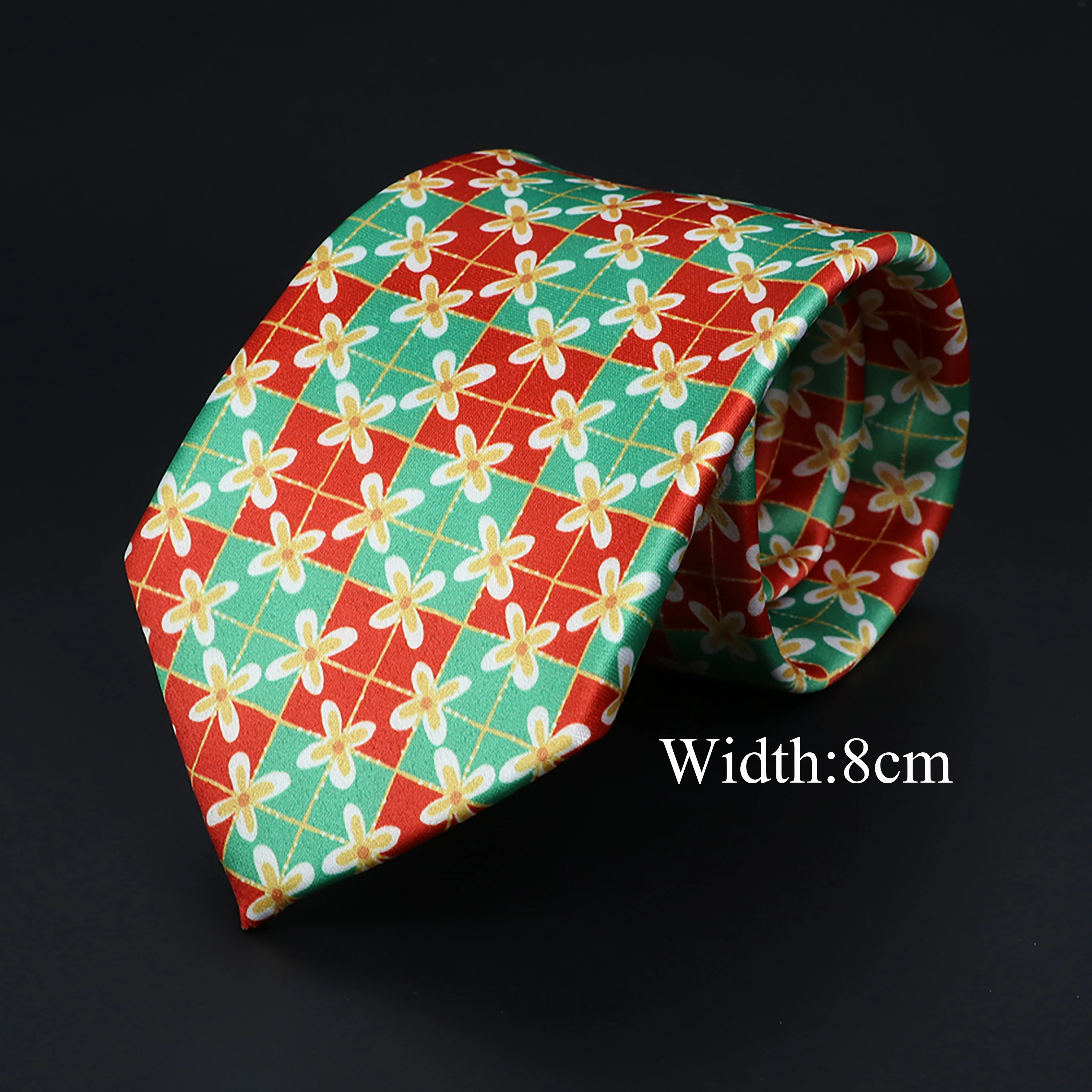 Vintage Floral Print Polyester Necktie Soft Skin Friendly Tie Casual 7cm/8cm Jacquard Cravat Wedding Party Daily Wear Mela Gift