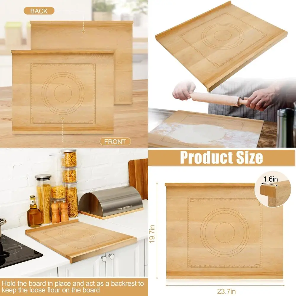 

20x24 Reversible Rolling Board, Engraved Ruler Wood Pastry Mat with Edge Guard for Kitchen Counter