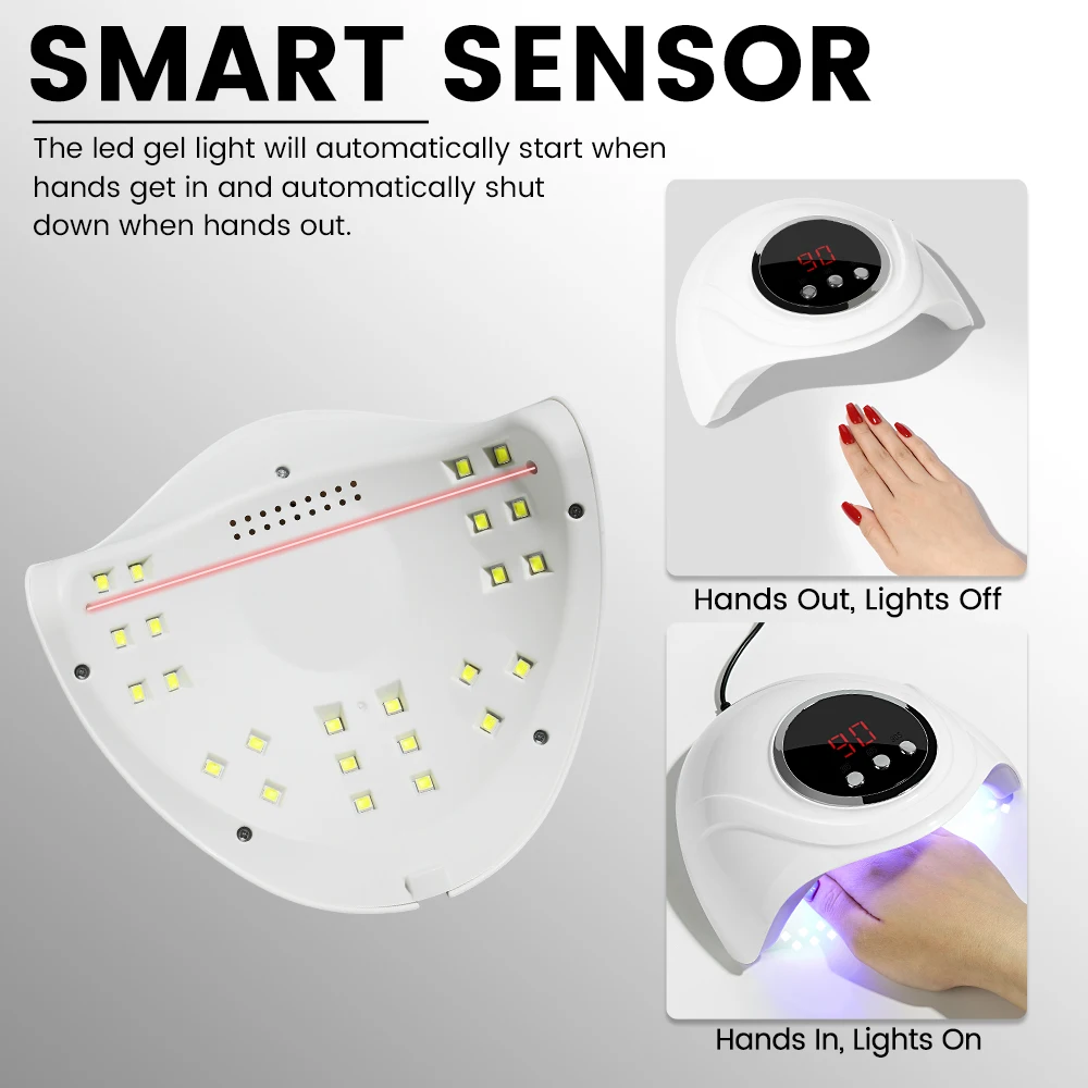 Lámpara LED UV para uñas, secador de uñas profesional de 24LED, luz de esmalte de Gel con 3 ajustes de temporizador, secador LED de Gel de curado con Sensor automático