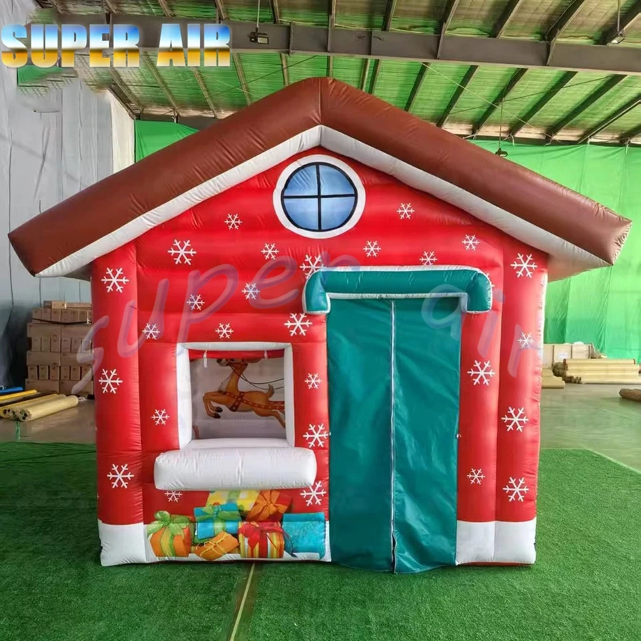 Decoración de celebración navideña, tienda cuadrada inflable, hermosa casa navideña inflable para fiesta