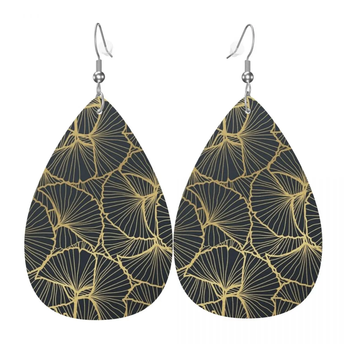 

Custom Drop Dangle Earrings Ginkgo Leaf Leather Teardrop Earrings Flower PVC Leather for Gifts Dainty Jewelry