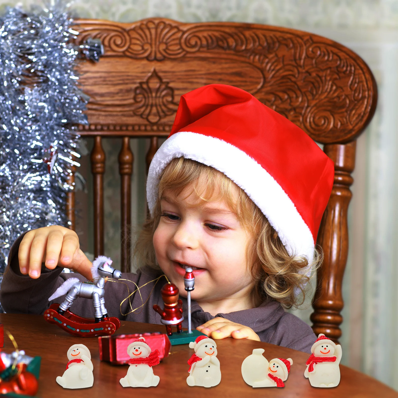 5개입 눈사람 레진 수족관 장식 크리스마스 테마 어항 장식품 어항 조경 장식 레진 수족관 장식