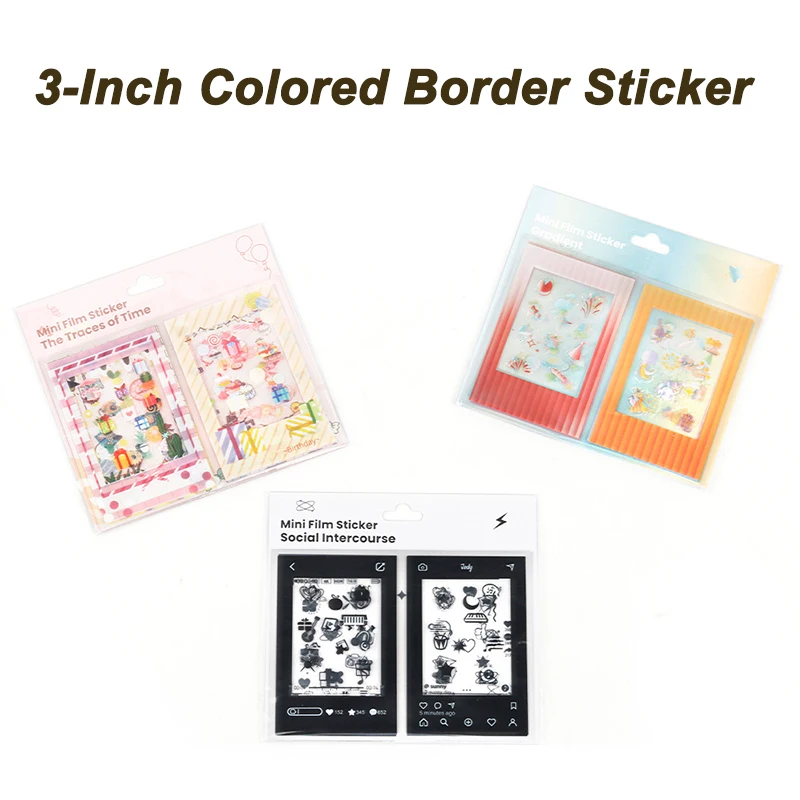 Pegatinas de borde de colores para cámara Fujifilm Instax Mini, pegatinas de decoración de película de 3 pulgadas, 10 piezas diferentes, 12/40/Evo/7 +