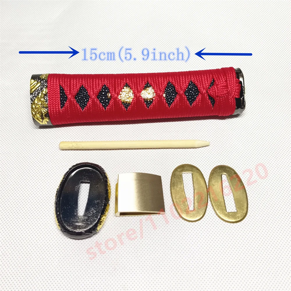 

A Set Nice 15cm Tsuka Handle Hilt Alloy Tsuba Handguard Guard Brass Habaki Seppa Real Japan Samurai Katana Sword FIttings