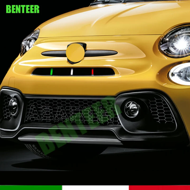 Italy Italian Car Front Grille Flag Sticker Decal Stripes For Fiat 500 Abarth Sport 595 695 Auto Accessories