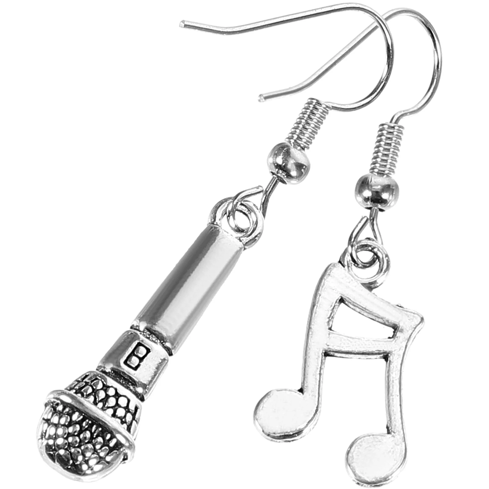 Gift for Music Lovers Microphone Note Earrings Pendant Girl Gifts Asymmetrical Decorate