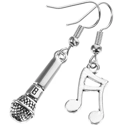 Gift for Music Lovers Microphone Note Earrings Pendant Girl Gifts Asymmetrical Decorate