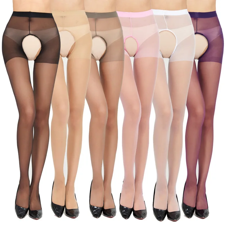 

Women's Sheer Crotchless Pantyhose, Sexy Summer Ultra Thin Pantyhose, Transparent Erotic Nylon Long Tube Socks