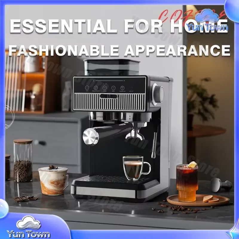 Semi-Automatic Espresso Machine for Home Use with Milk Frother Hot Cold Dual Brewing Built-in Grinder for Coffee Maker