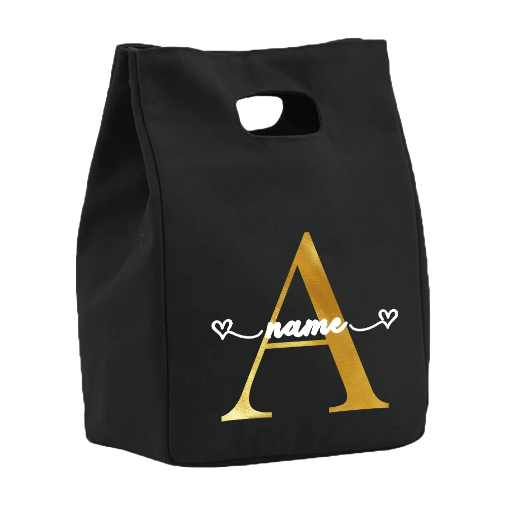 Personalized Customized Letter Pattern Lunch Bag Bento Box Picnic Portable Food Insulation and Refrigeration Bag Storage